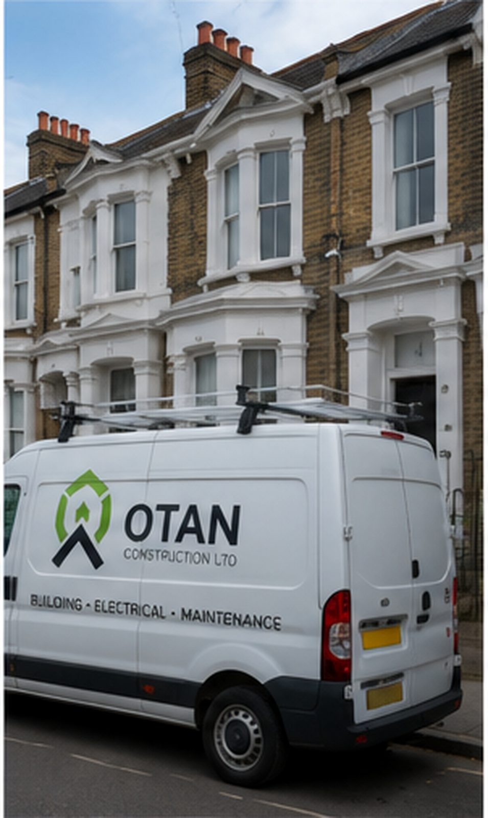 OTAN Construction Ltd site vehicle outside a London terraced property