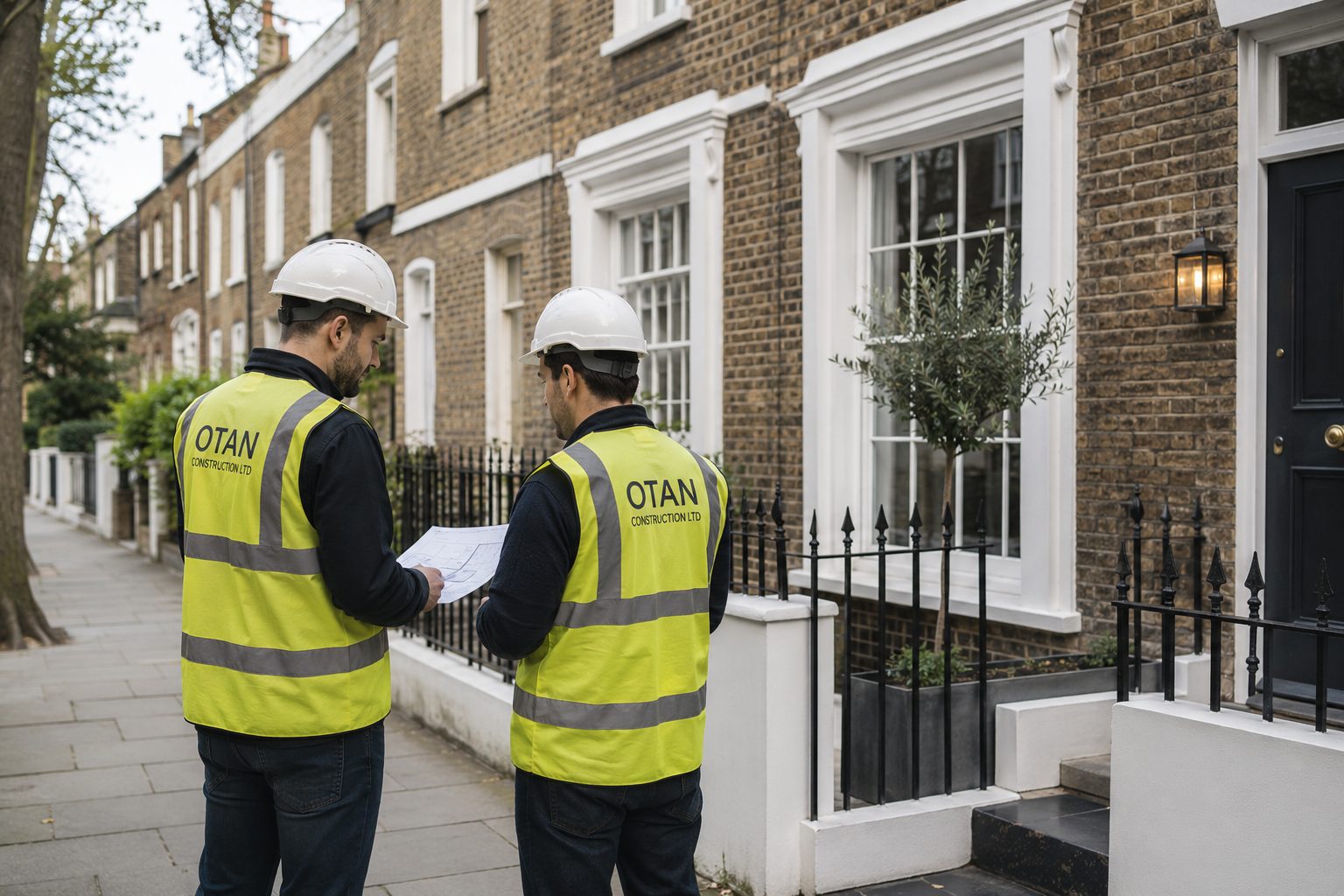 OTAN Construction operatives attending a London property