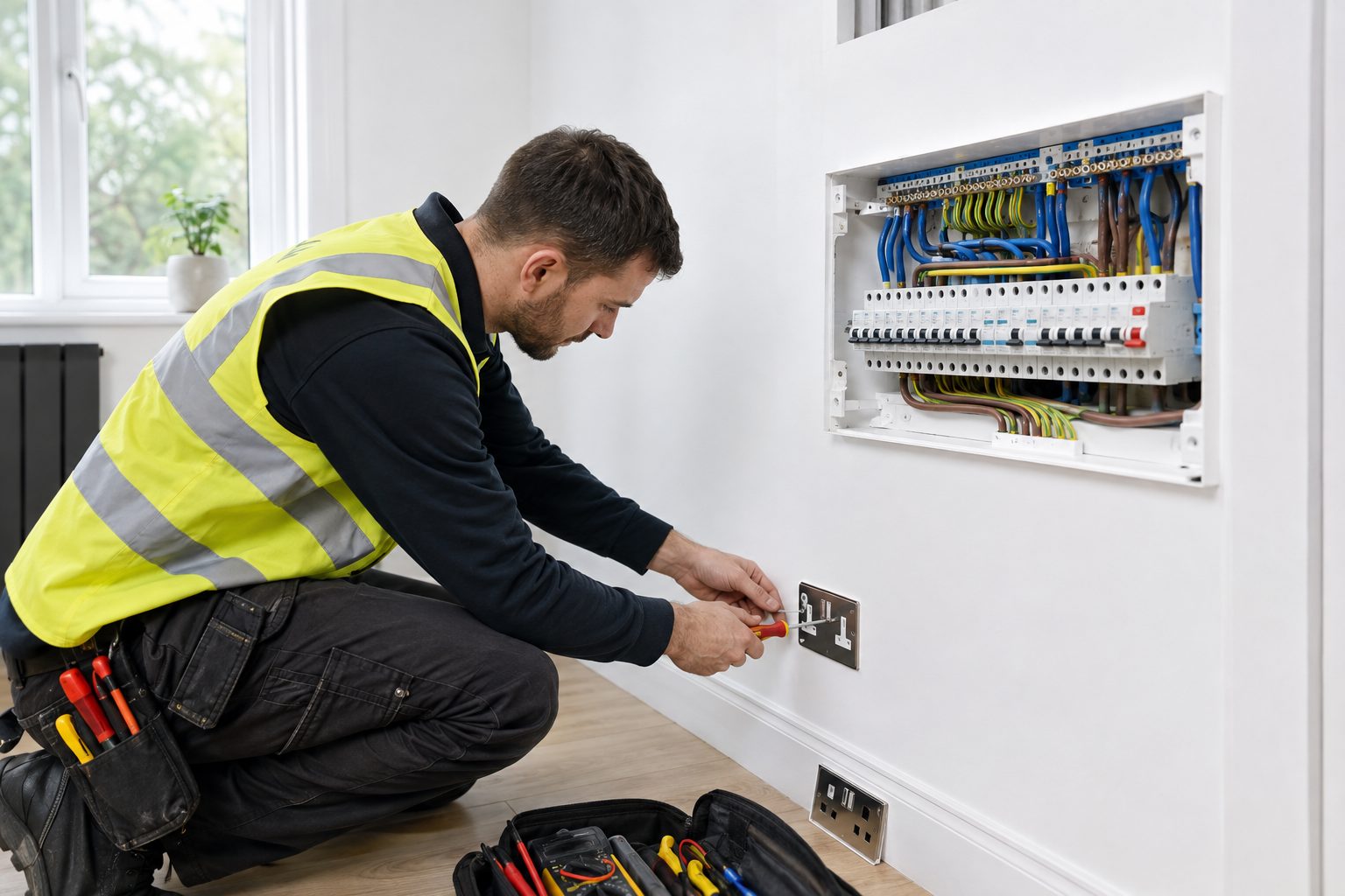 Electrical installation work in a London property
