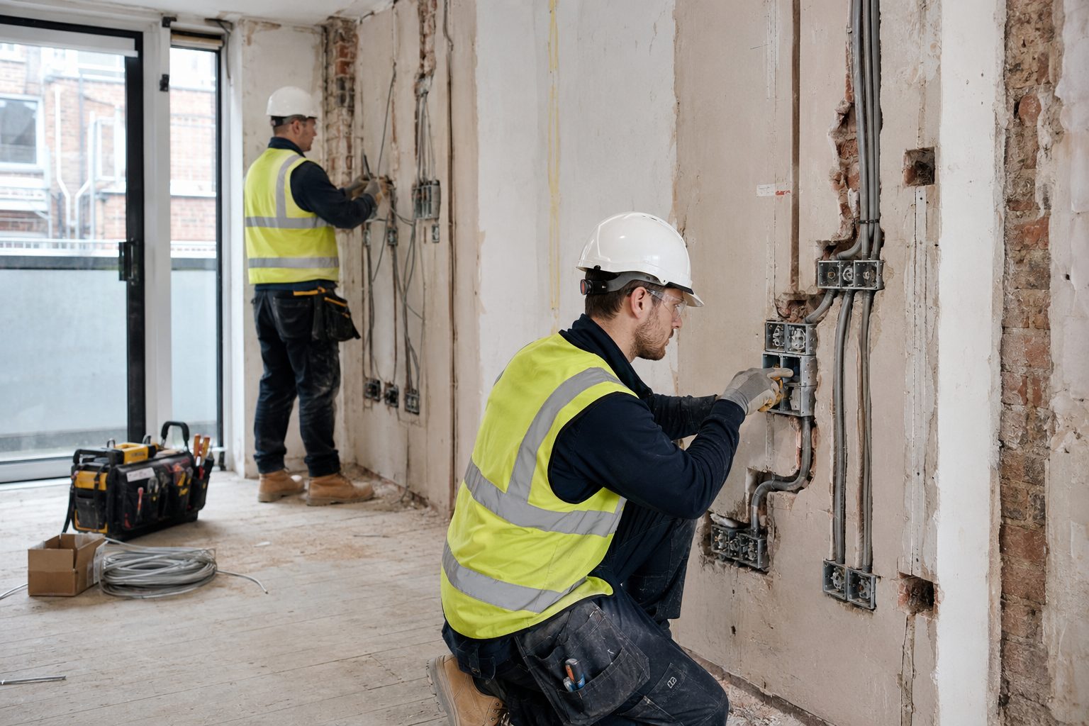 Rewiring and first-fix cabling during a London refurbishment