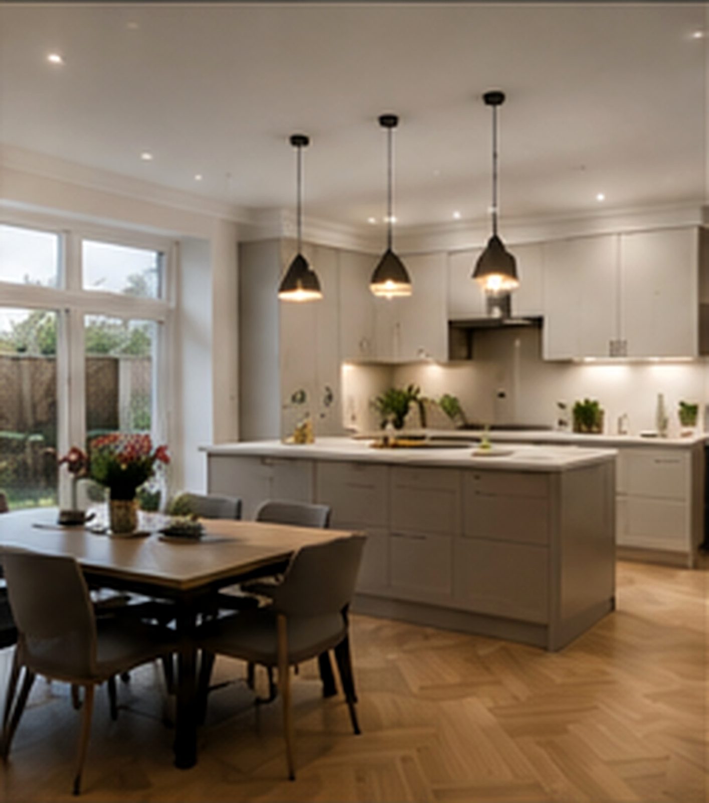 Victorian house refurbishment concept in Palmers Green — open-plan kitchen and dining area