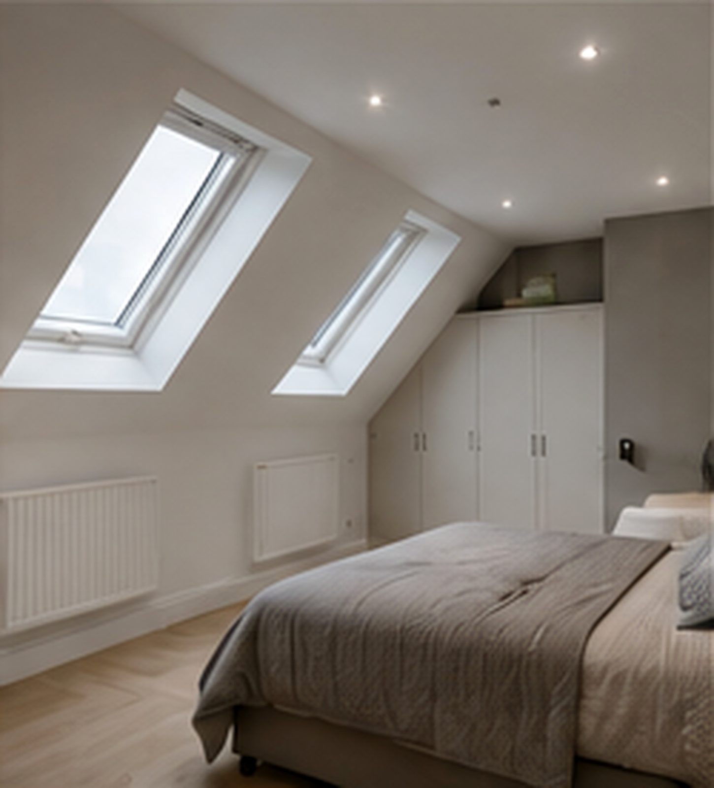 Loft conversion concept in Southgate — new bedroom with rooflights
